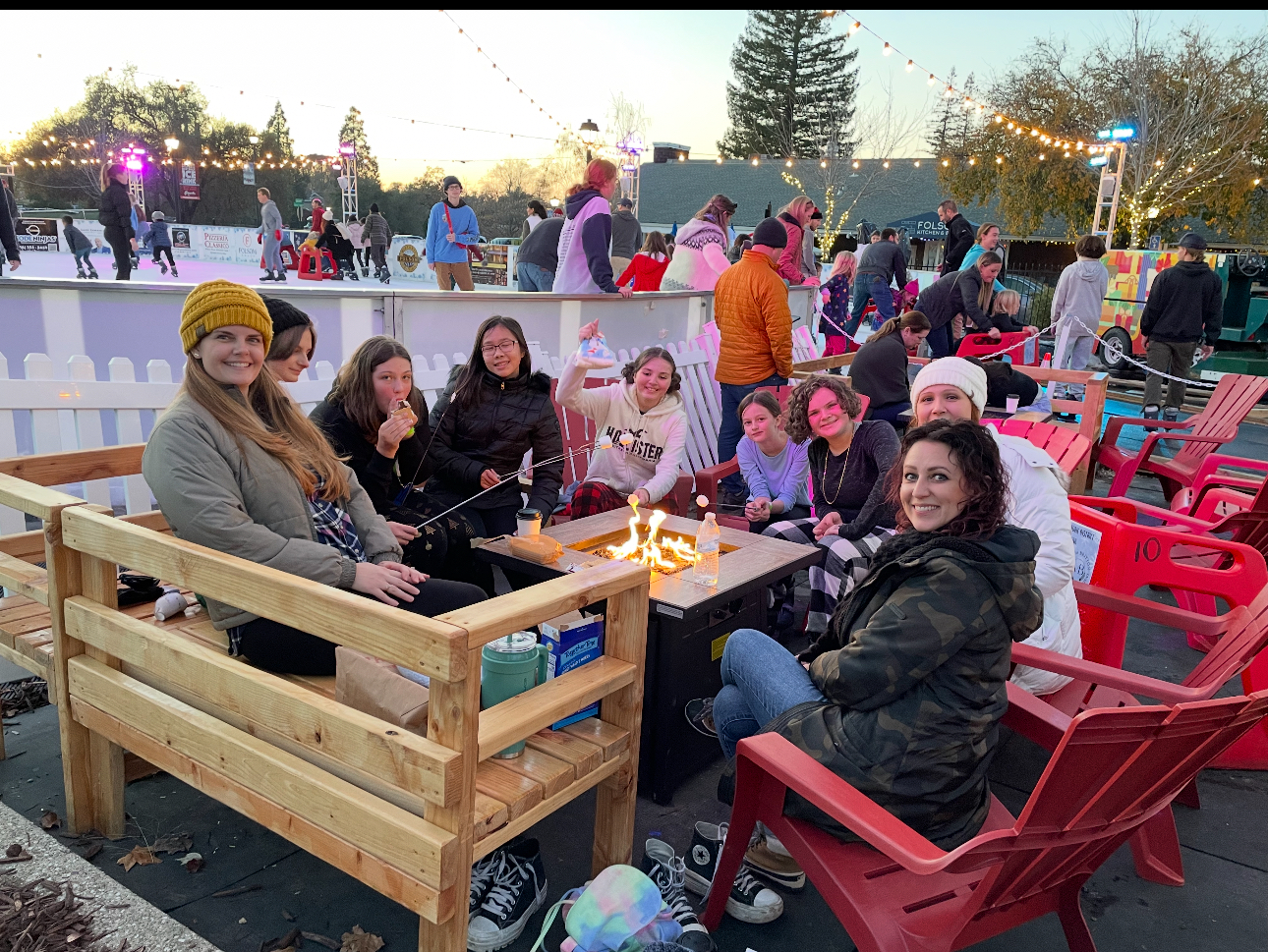 Group of skaters at the Historic Folsom Ice Rink